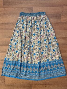 Natural Life Size Extra Large Floral Print Bohemian Skirt Midi/Maxi Festival XL